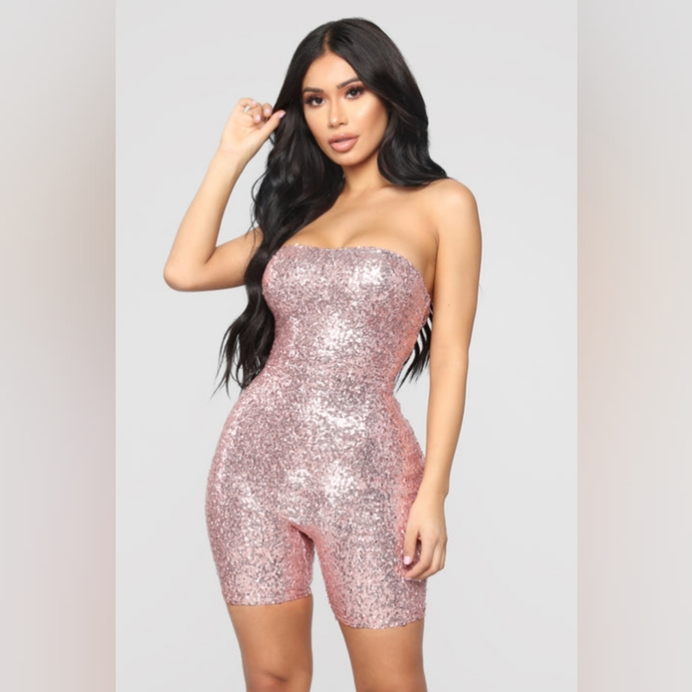 Pink sequence romper
